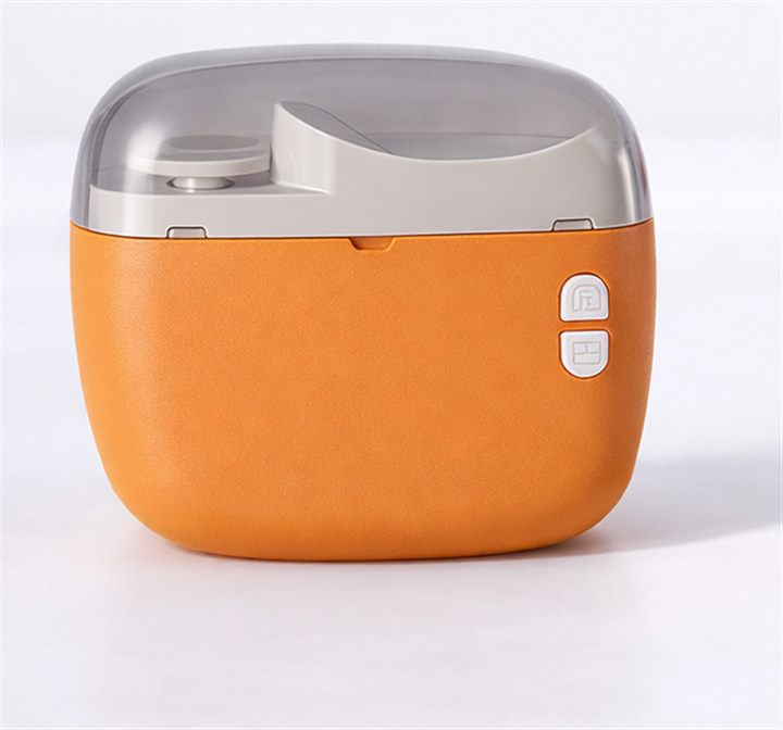 Cortaúñas eléctrico Manitas, cuerpo naranja y tapa gris